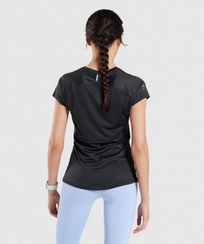 Women's Gymshark Speed T-Shirts Black | NZ 8TMDSP